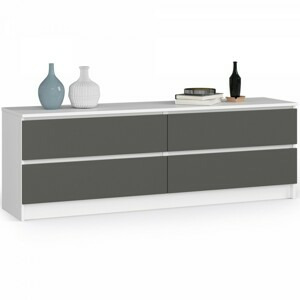 Ak furniture Komoda Kuba 160 cm 4 šuplíky bílá/grafitová